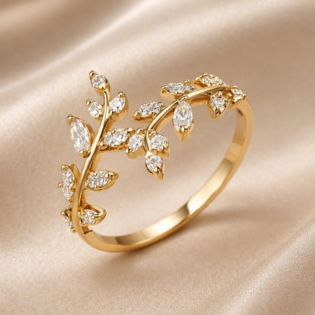 White Gold Zirconia Tendril Ring