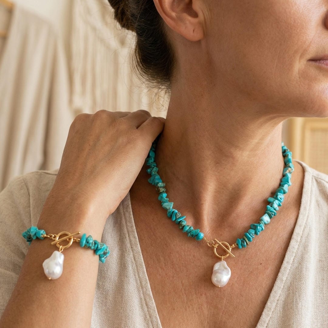Boho Chic Pearl Pendant Set