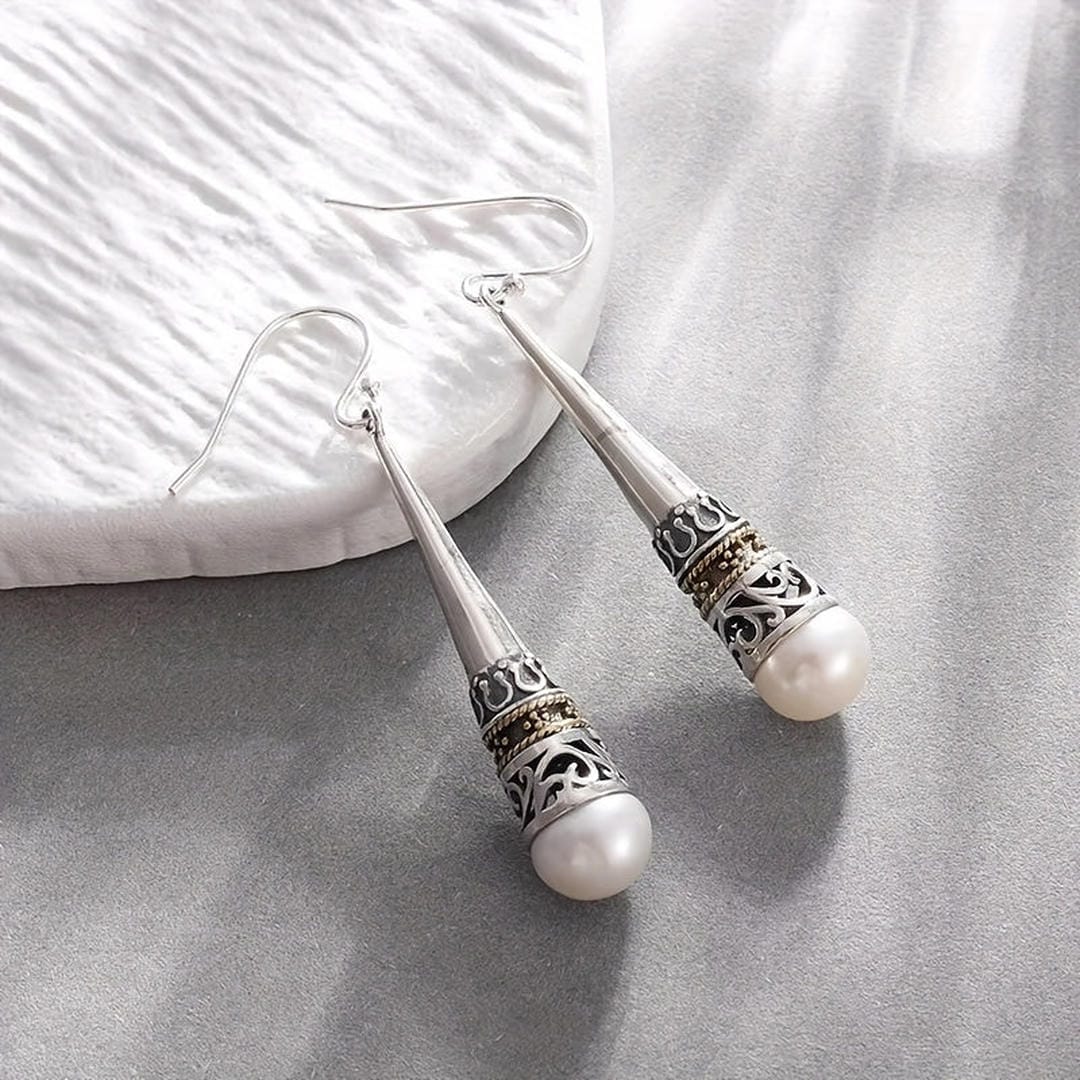 Vintage pearl talisman earrings