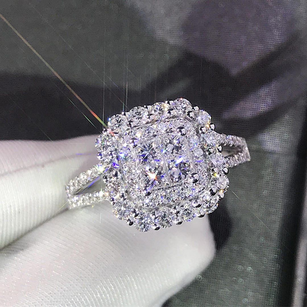 Square Zirconia Engagement Ring