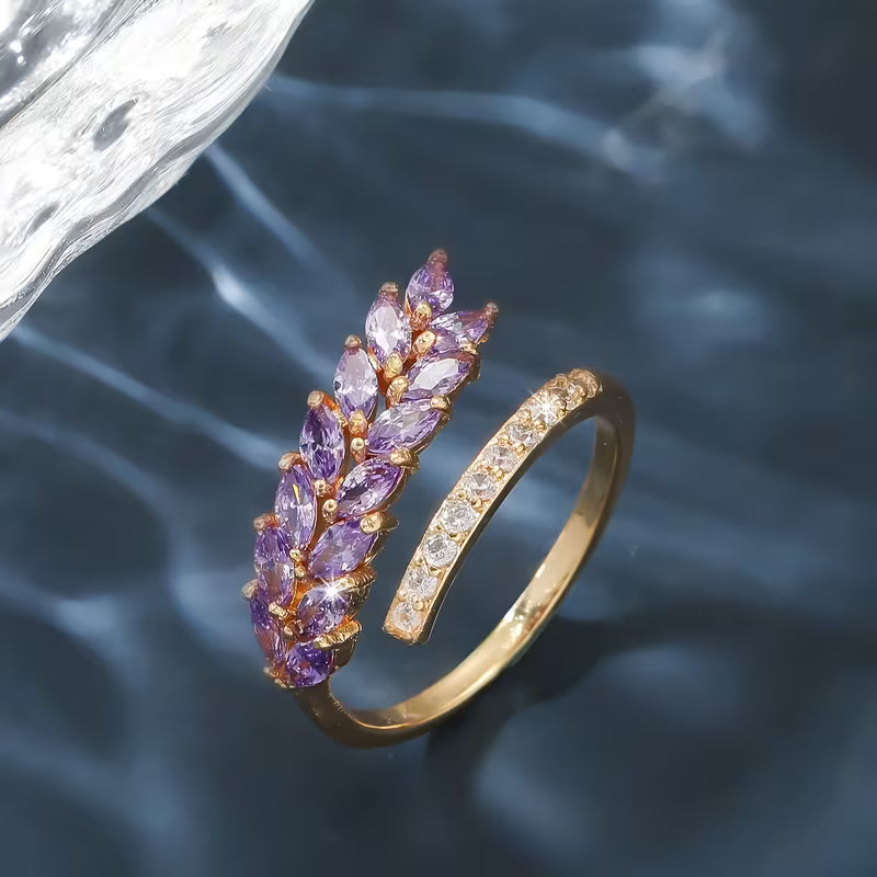 Wheat flower statement ring