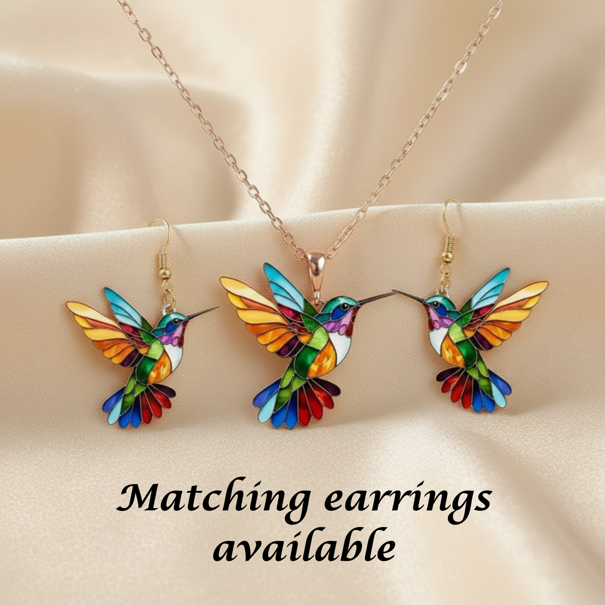 Rainbow Hummingbird Necklace - "Joy Takes Flight" statement pendant