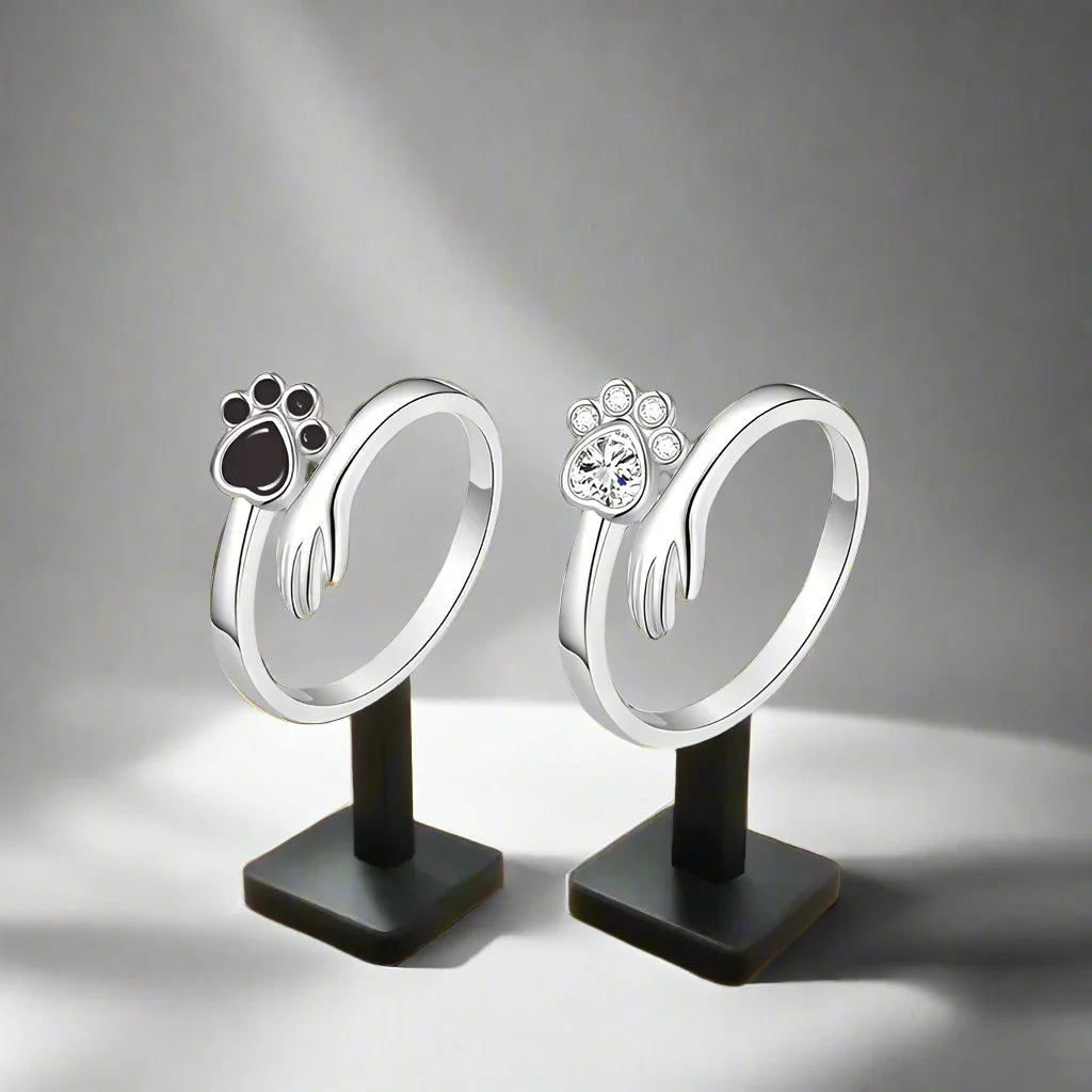 Adjustable ring in 925 sterling silver – Hand and paw print design