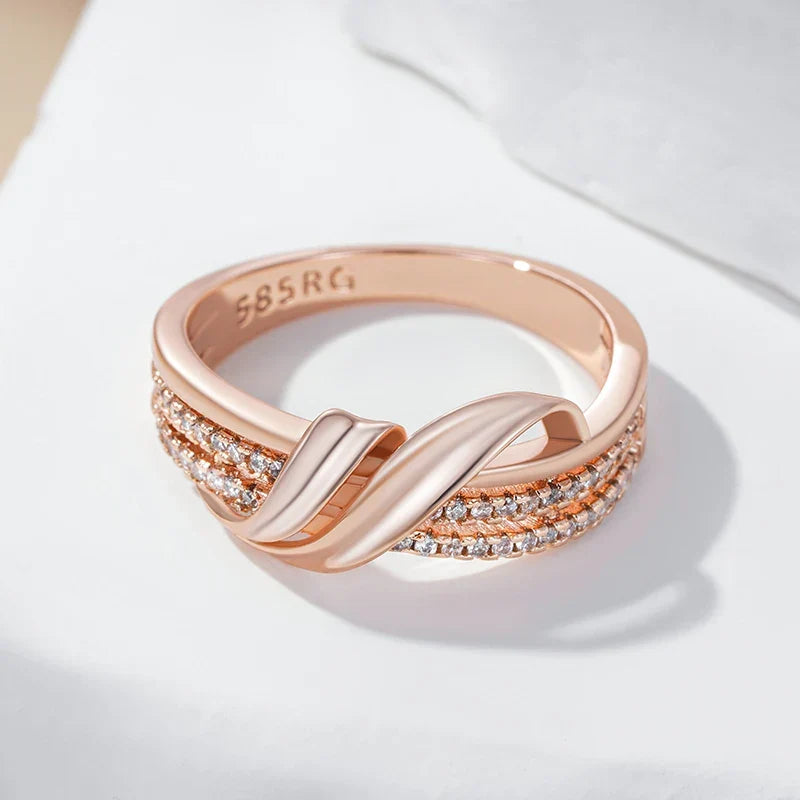 Unik geometrisk perlering i rosa guld
