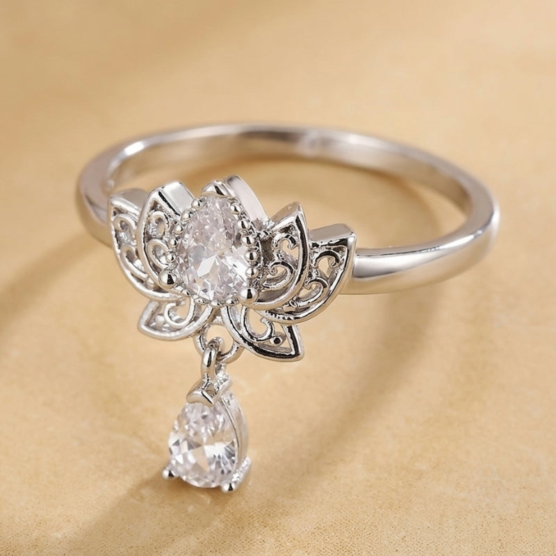Radiant Lotus Ring with Zirconia