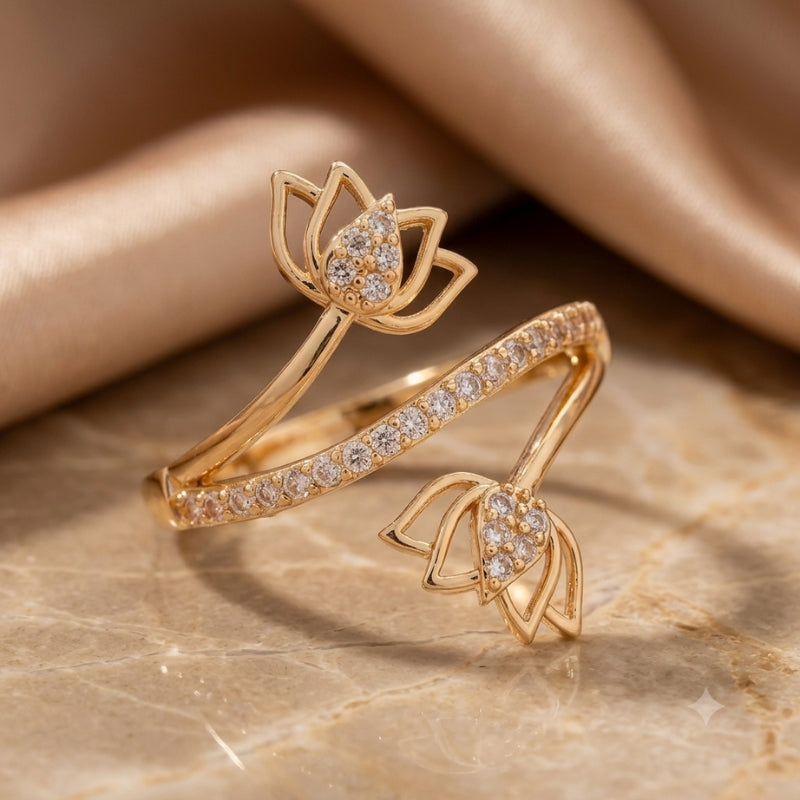 Timeless Lotus Ring with Zirconia
