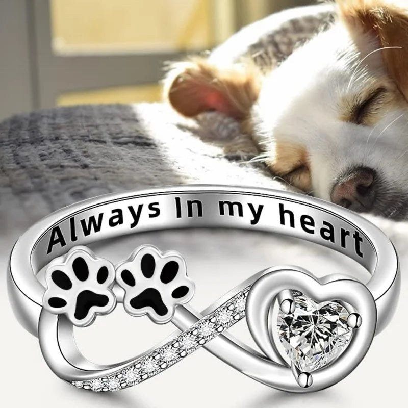 Plating with cubic zirconia and heart and infinity design