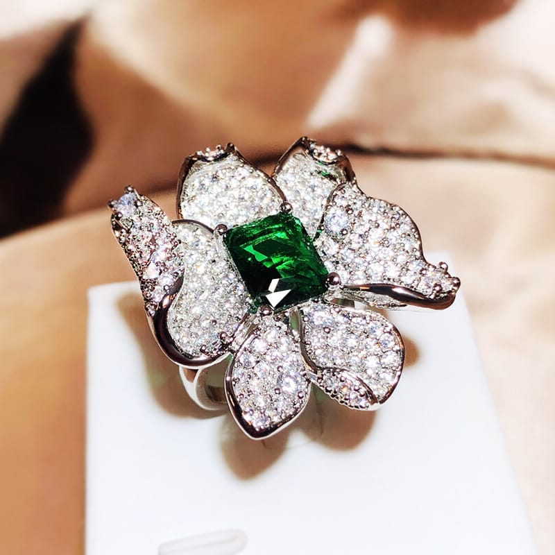 SMARAGDBLOMST RING - (JUSTERBAR)