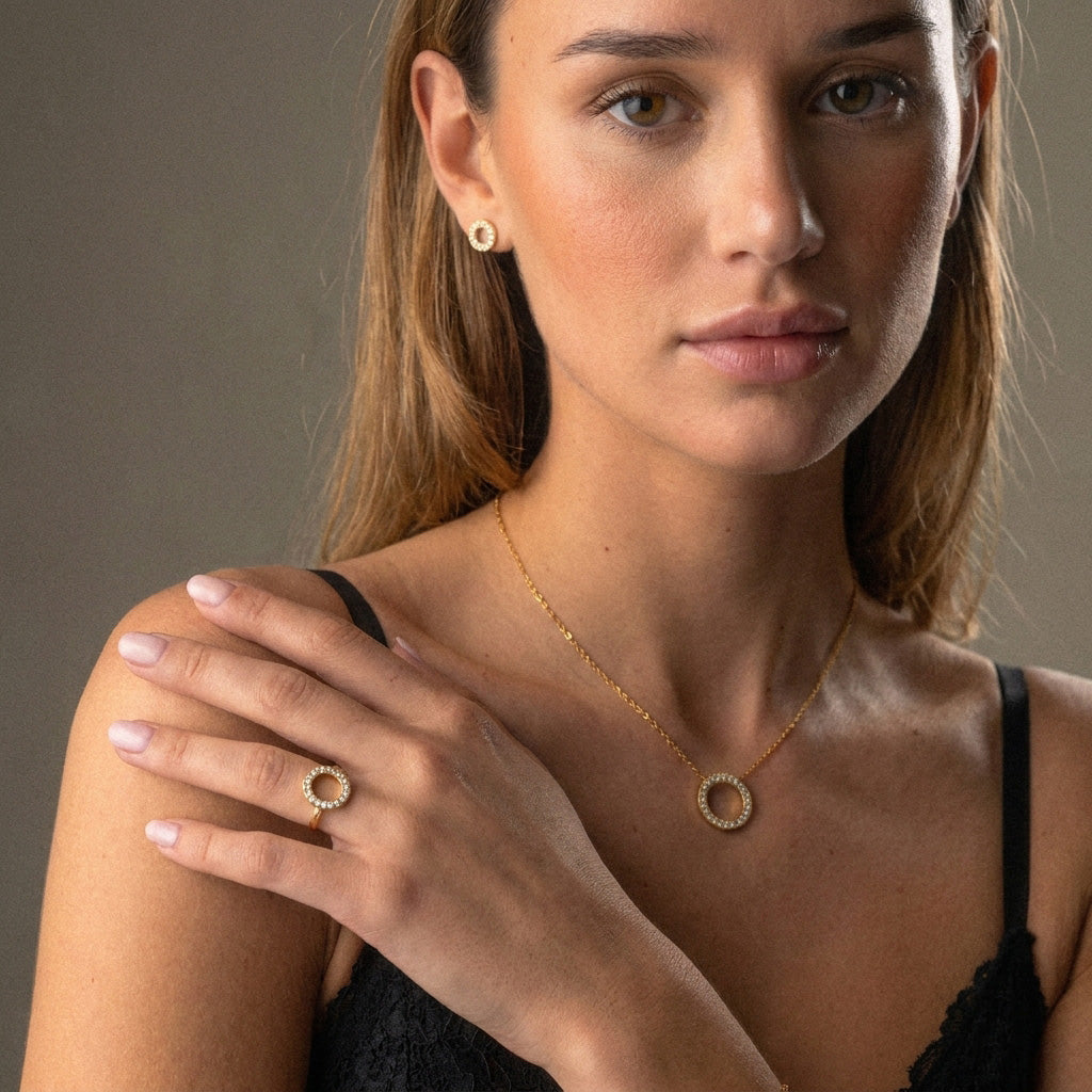 Circle Zirkon Ring 18K Guldbelagt 12mm