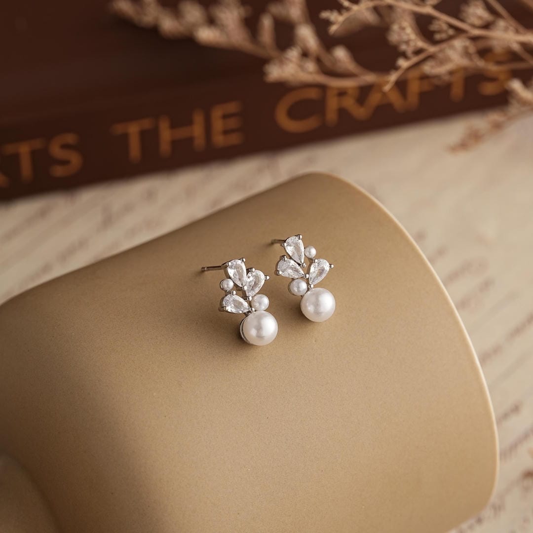 Freshwater Pearl Flower Cluster Stud Earrings