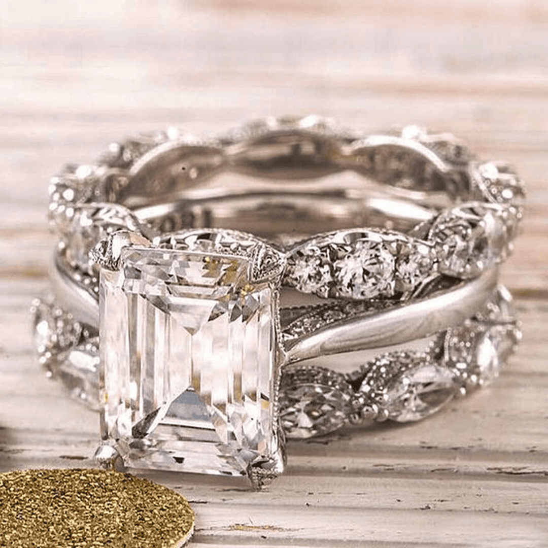 Vintage silver shiny layered ring