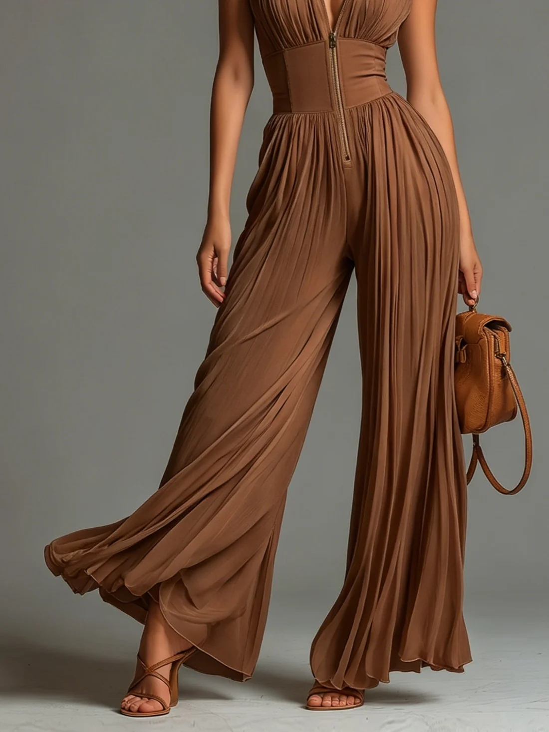 ZSÓFIA JUMPSUIT – PLISSERET CHIFFON MED BLOMSTER