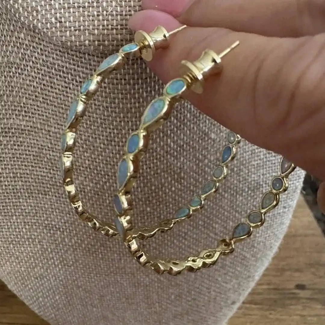 Vintage blue opal ring earrings
