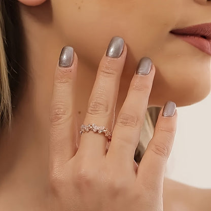 Hvidguld Sommerfugle Ring med Rhinestones