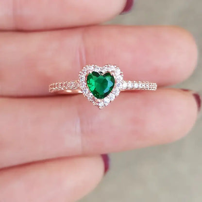 Pink Hjerte Kubisk Syntetisk Zirkonia Ring