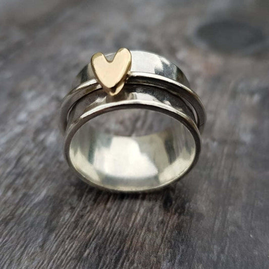 Vintage silver-gold heart ring