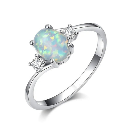 Opal Silver Wedding Rings