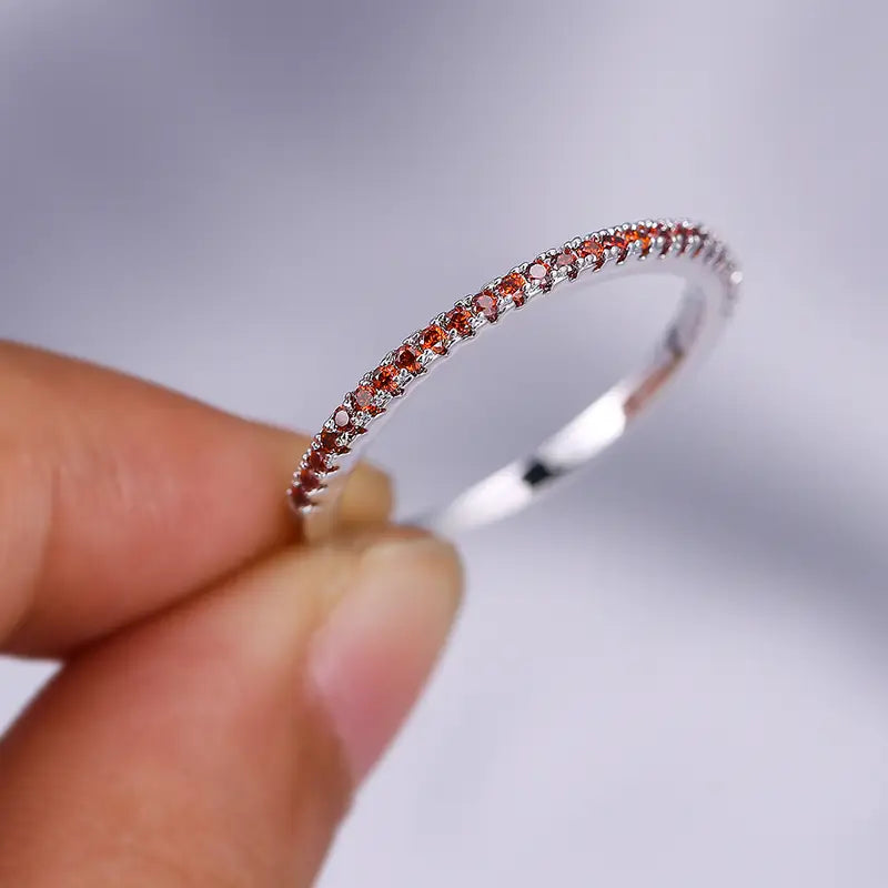Sølv Ruby Pavé Ring