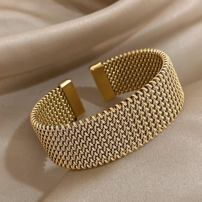Vævet justerbart armbånd forgyldt