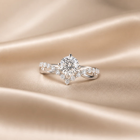 Aurora 9K White Gold Ring with Cubic Zirconia
