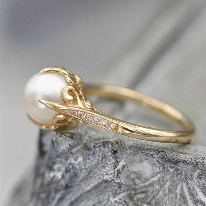 Twisted freshwater pearl accent ring
