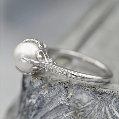 Twisted freshwater pearl accent ring