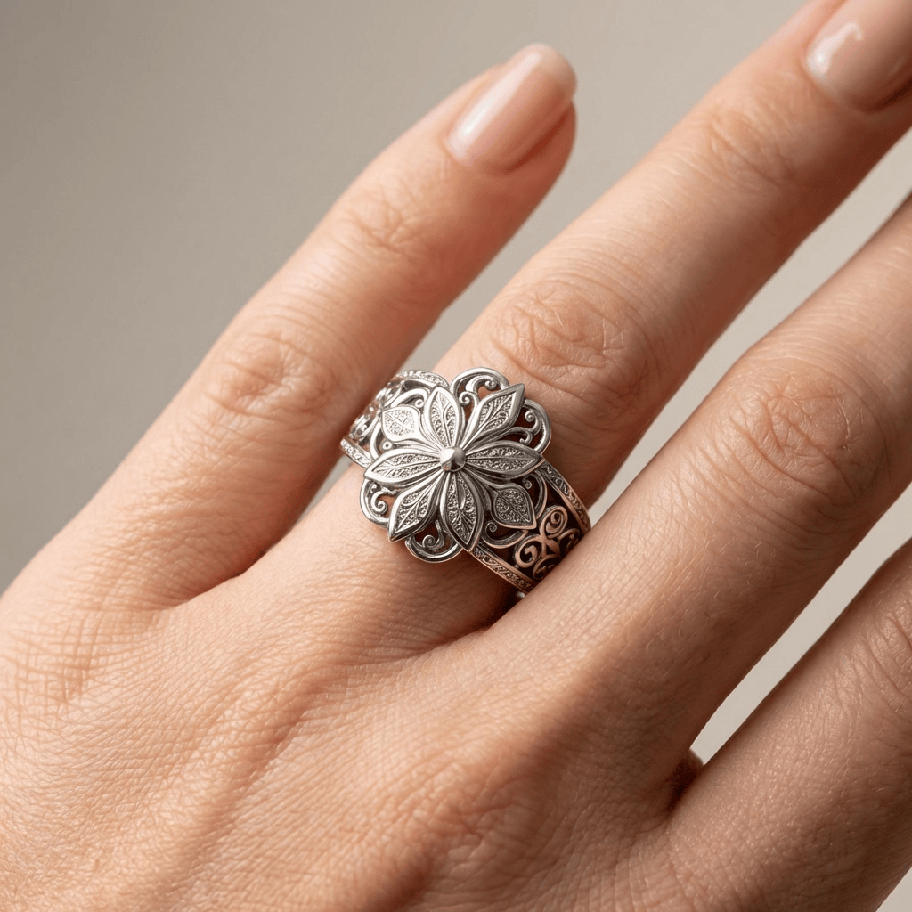 SØLVBLOMST ZIRKONRING