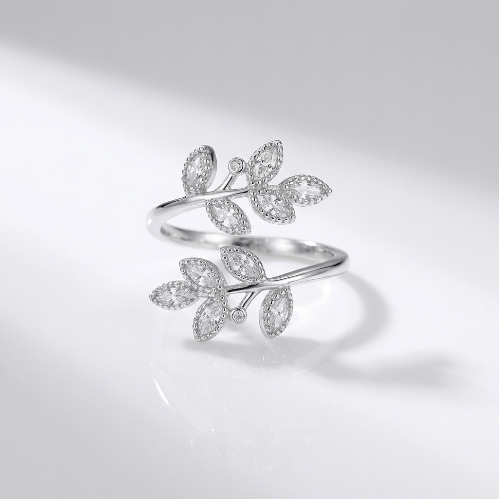 RING MED BLAD I GULD - (JUSTERBAR)