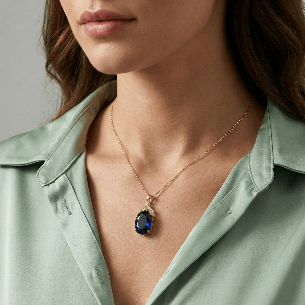 NECKLACE WITH GOLD AND BLUE TOPAZ IN VINTAGE STYLE