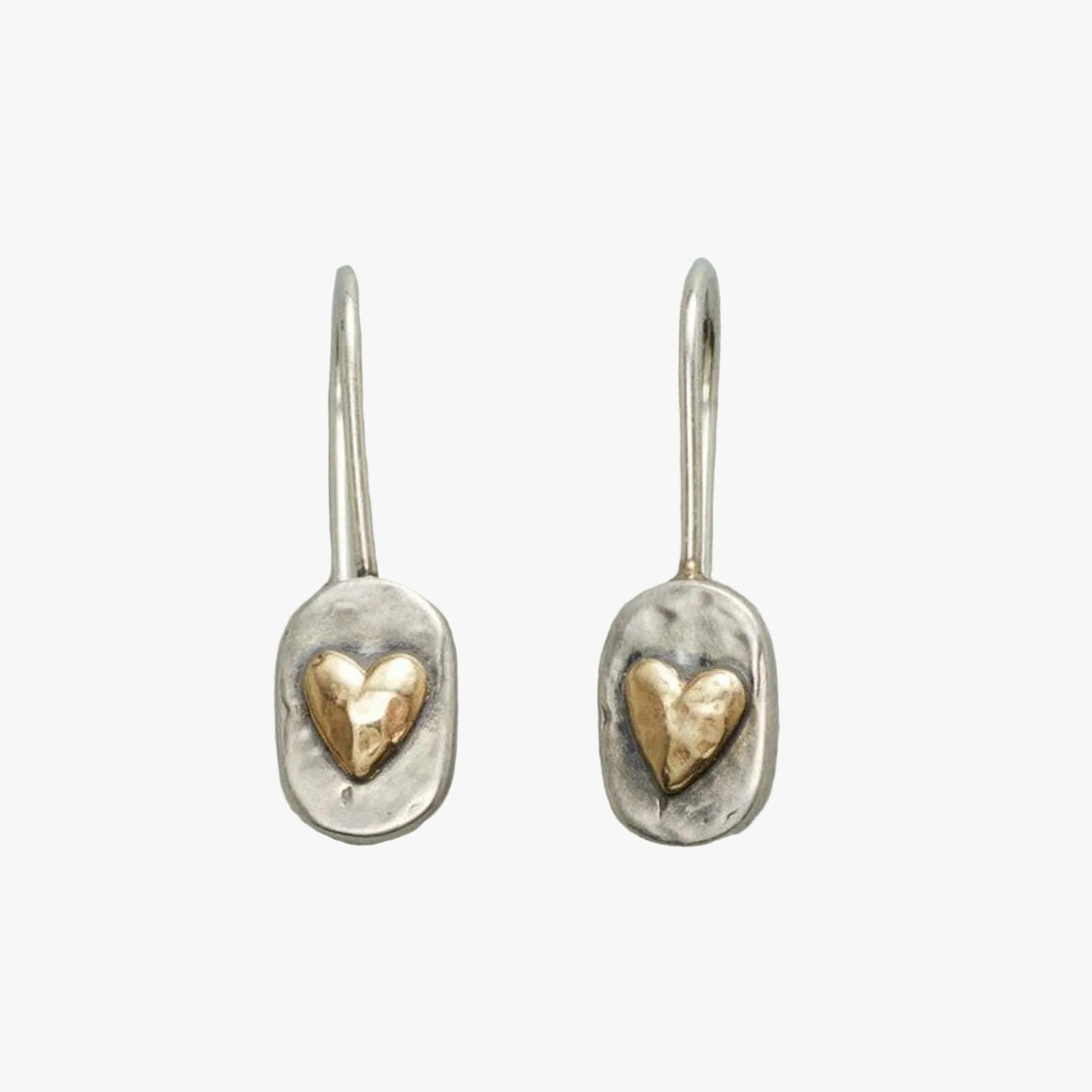 Vintage heart earrings with gold inlay