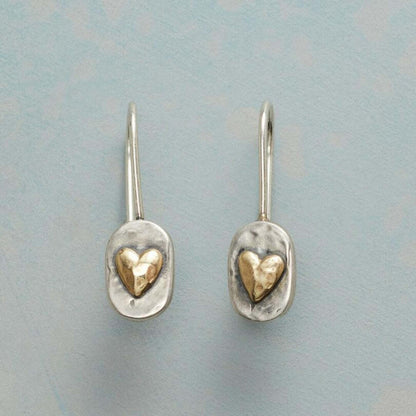 Vintage heart earrings with gold inlay