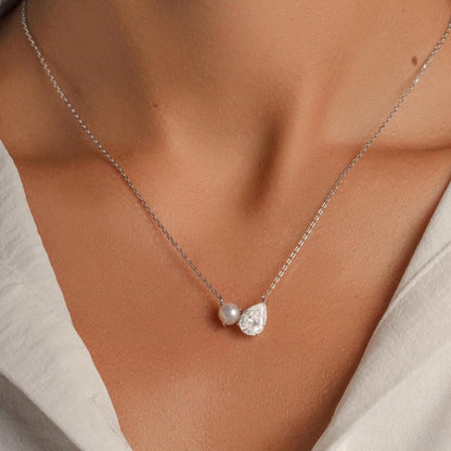 Pearl Teardrop Duo Charm Halskæde