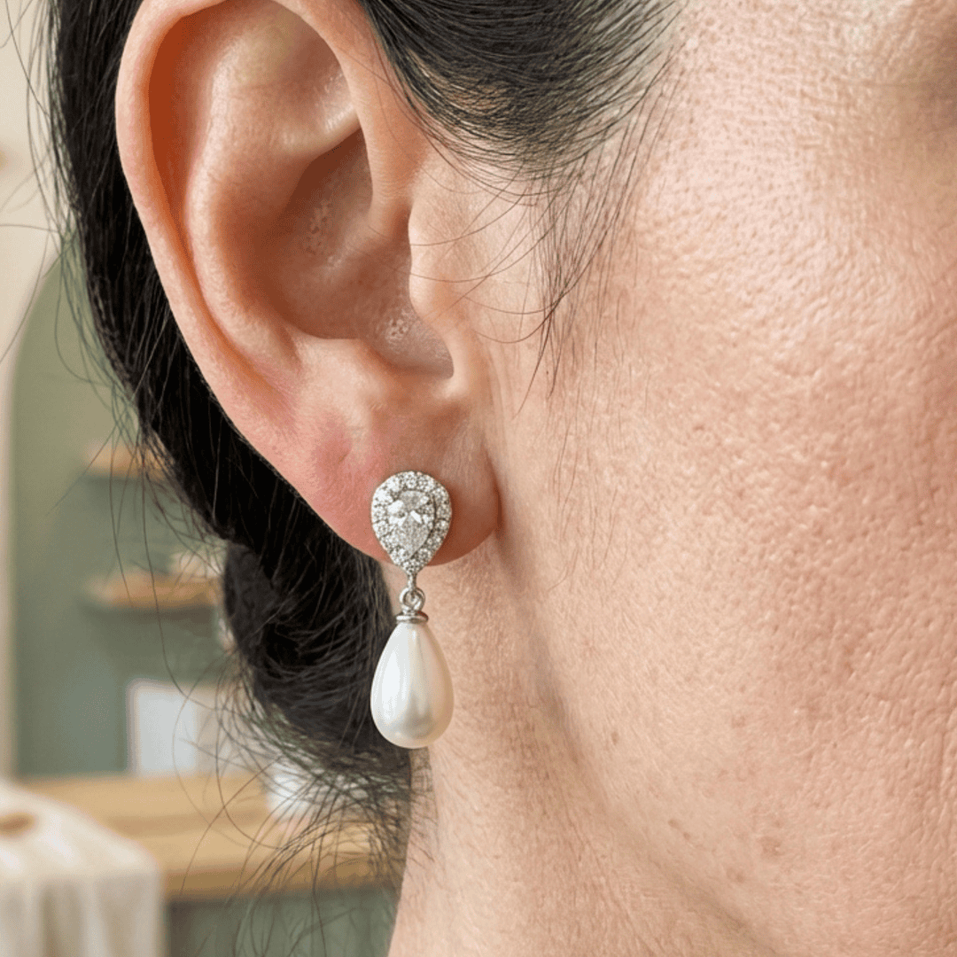 Teardrop pearl earrings