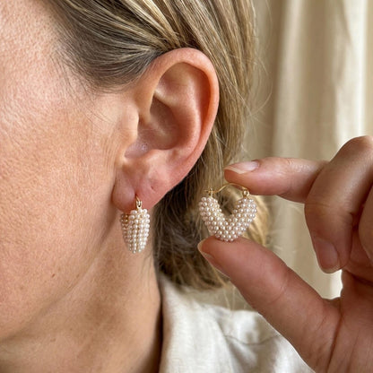 Heart earrings with pearl work