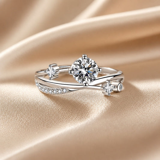 White Gold Zirconia Starry Night Ring