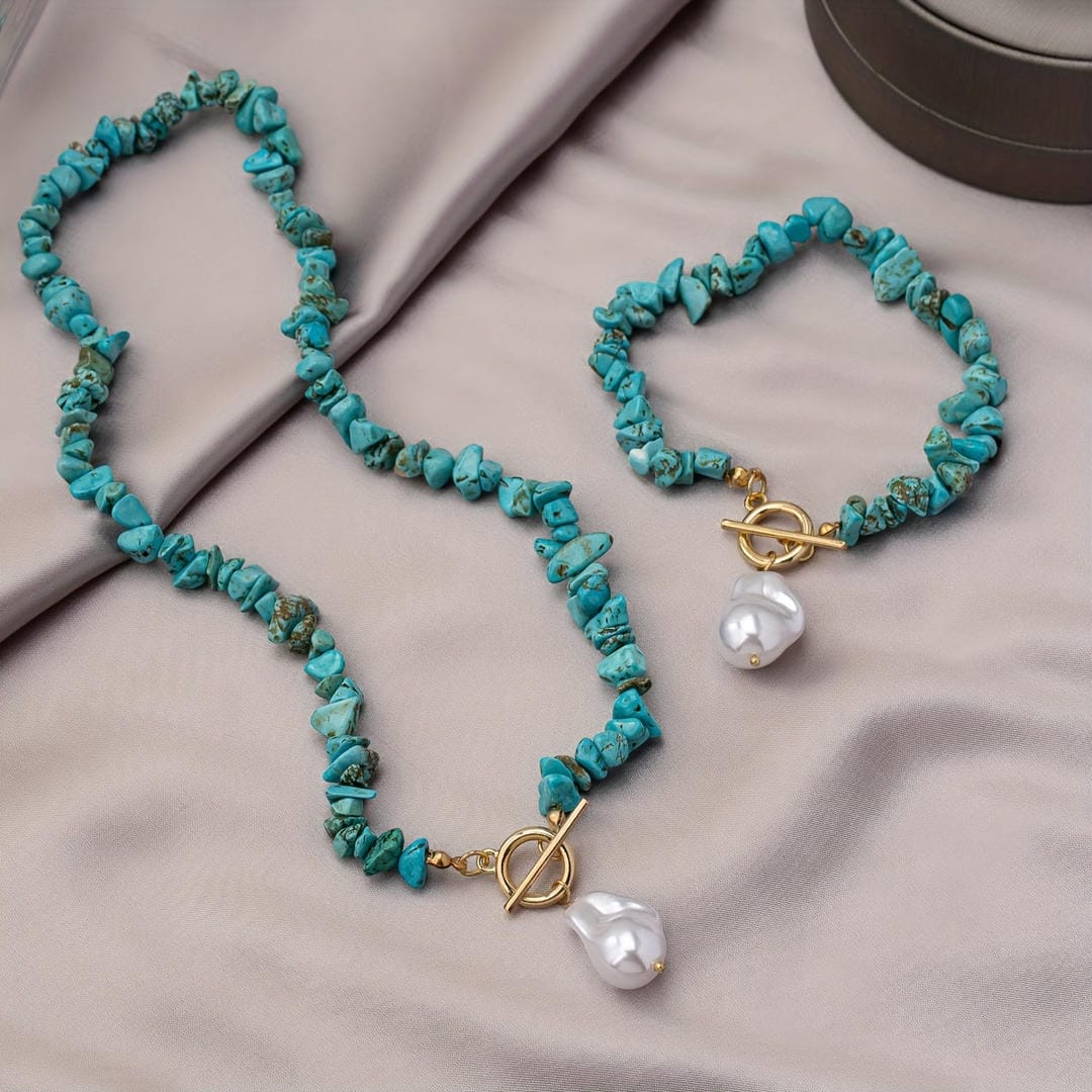 Boho Chic Pearl Pendant Set