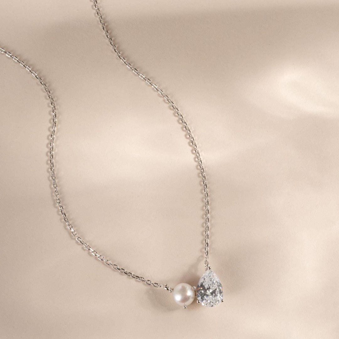 Pearl Teardrop Duo Charm Halskæde
