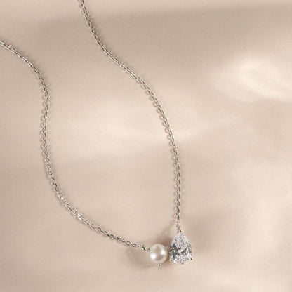 Pearl Teardrop Duo Charm Halskæde