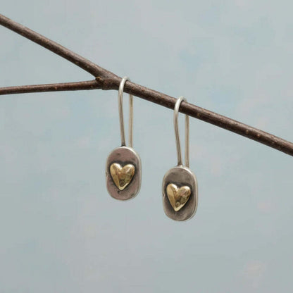 Vintage heart earrings with gold inlay