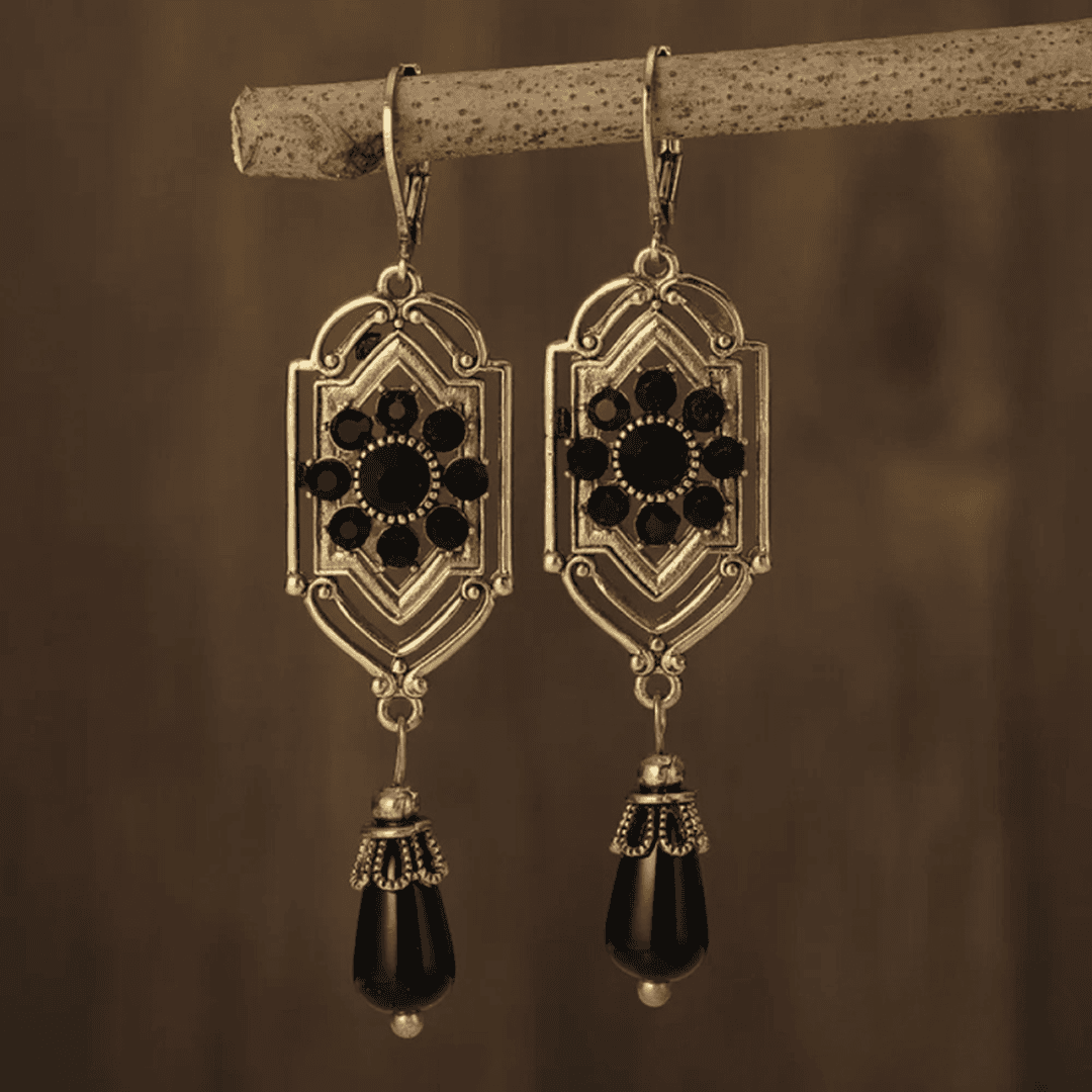 Black Crystal Teardrop Earrings