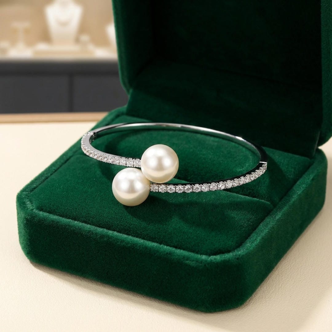 Duo Pearl Pavé Manchetarmbånd