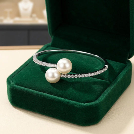 Duo Pearl Pavé Manchetarmbånd