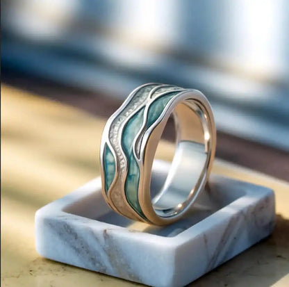 Turkis Seasilver Bølge Ring