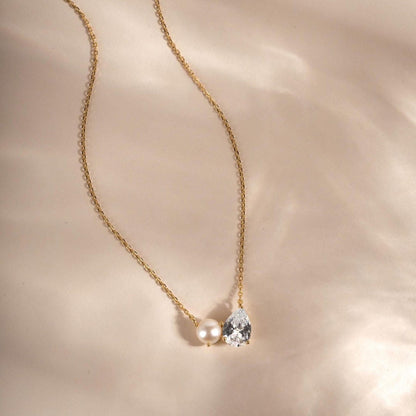 Pearl Teardrop Duo Charm Halskæde