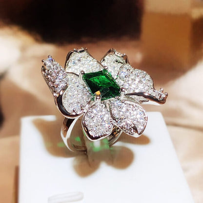 SMARAGDBLOMST RING - (JUSTERBAR)