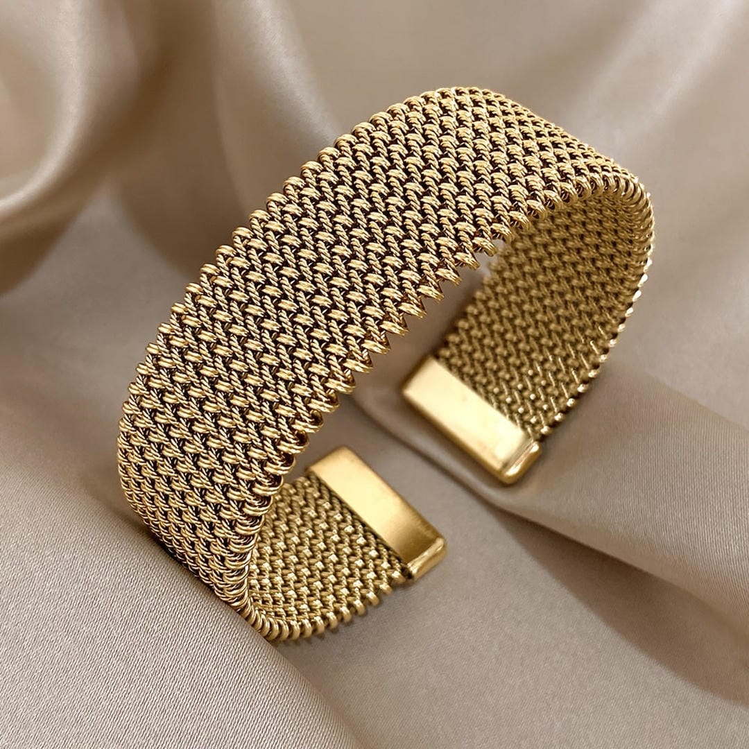 Vævet justerbart armbånd forgyldt