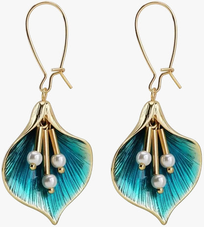Vintage Blue Lotus Silver Earrings