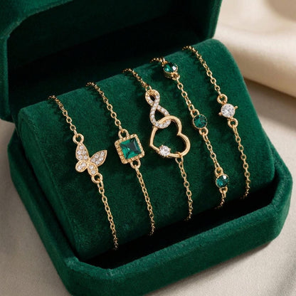 Hallow Heart grøn krystalsten armbåndssæt