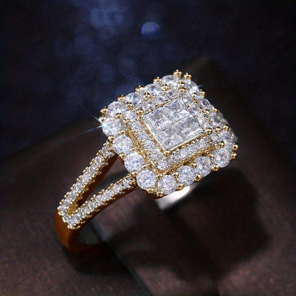 Square Zirconia Engagement Ring