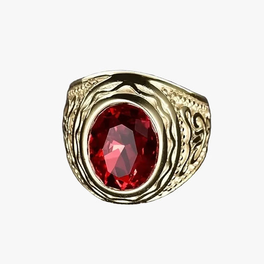 Guld Ruby indgraveret ring